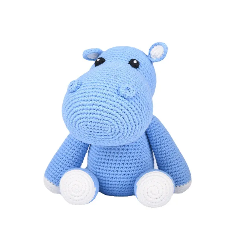Soft baby toys crochet plush Knitted Custom hippo dog crochet toys for headphone Baby Stuff Cuddle Plush Animal Amigurumi Toy