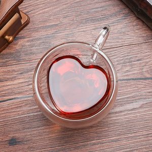 Vasos de vidrio transparente en forma de corazón, con <span class=keywords><strong>doble</strong></span> pared tazas de café, con aislamiento de vidrio, para té Latte, <span class=keywords><strong>doble</strong></span> pared - Product Image 2