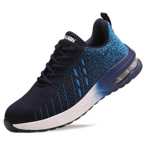 Jiankun รองเท้าทำงานหนัง PU + กันแรงกระแทกสำหรับผู้ชาย, รองเท้าทำงานกีฬาทำจากเหล็กทนต่อการสึกหรอทำจากผ้าถักกันแรงกระแทก - Product Image 1