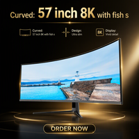 Moniteur de jeu incurvé ultra-large de 57 pouces, taux de rafraîchissement de 120 Hz, résolution 8K avec écran Fish Screen 7680 x 2160, prend en charge l'OEM