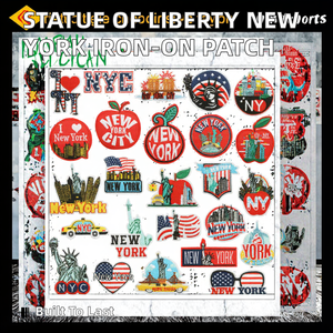 New York USA Theme Statue Liberty Art Metropolis Embroidery PVC Fabric <b>Lightweight</b> <b>Iron</b>-On Patches for Hats Clothing Decoration - Product Image 2