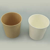 Gobelet à soupe chaude en papier kraft blanc doublement poly-enduit, biodégradable et jetable, 26/32 oz, avec couvercle en papier ventilé