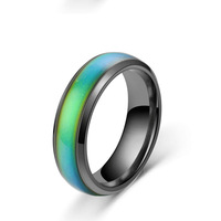 Anneaux à changement de couleur de conception de réaction thermique en acier inoxydable de 6MM pour les adolescentes-Anneau d'humeur à changement de couleur imperméable minimaliste