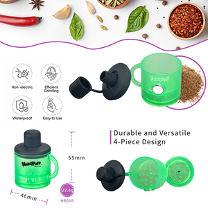 Plastic Dry <b>Herb</b> <b>Grinder</b> 4-Piece Round Magnetic Green <b>Grinder</b> Gear With Built-In Catcher And Silicone Lid - Product Image 6