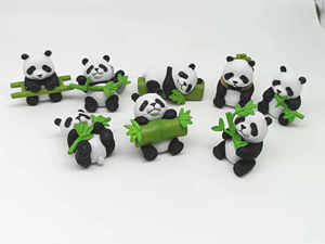 Ensemble de 8 figurines de panda 3D miniatures en résine, décorations animales mignonnes, statues de panda en bambou pour la décoration de la maison, du bureau, de la voiture, cadeau - Product Image 1