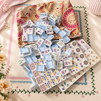 Juego de Mahjong Americano Transparente de 3 Capas, Color Azul Claro, con Exquisito Diseño Floral, Juego de Mesa para el Hogar, Regalo
