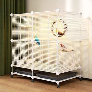 Jaula espaciosa plegable portátil para pájaros, loros y <span class=keywords><strong>canarios</strong></span>, <span class=keywords><strong>de</strong></span> alambre <span class=keywords><strong>de</strong></span> hierro, para cría en casa, con puerta. - Product Image 1