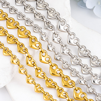 Chaîne à maillons en forme de cœur creux en acier inoxydable plaqué or 18 carats, accessoires en forme de nez de cochon pour la fabrication de colliers de couple pour la Saint-Valentin