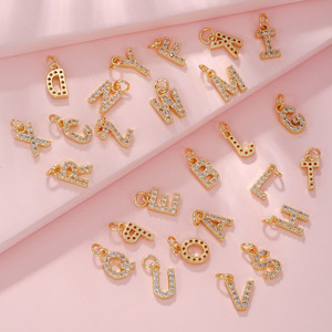 Dijes de Letras de Acero Inoxidable Chapados en Oro de 18K con Cristales de Estrás, Colgante de Alfabeto, Estilo Clásico, Joyería Unisex para Hacer Bisutería - Product Image 6