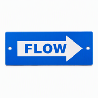 Panneau de signalisation directionnelle en PVC avec symbole FLOW pour les tuyaux industriels