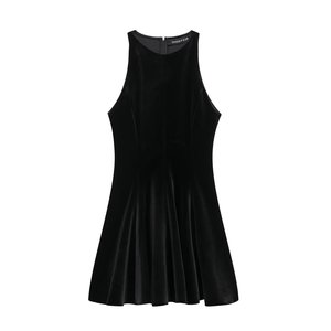 Elegante Abito Corto da <span class=keywords><strong>Donna</strong></span> in Velluto Tinta Unita Senza Maniche a Linea A, Ideale <span class=keywords><strong>per</strong></span> <span class=keywords><strong>Abbigliamento</strong></span> da Cocktail Party - Product Image 5