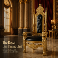 Fauteuil Trône Royal de Luxe Lion Baroque à Dossier Haut, Argent et Or, pour Mariages et Événements, Vente en Gros Direct Usine