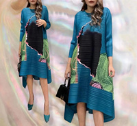 Direct usine plissé Floral rétro grande taille pour grosse femme à manches longues Maxy robe robes femmes dame élégante
