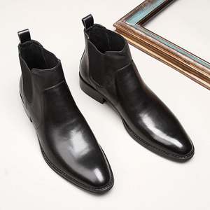 Bottes Chelsea de luxe faites à la main en cuir véritable, style britannique, à bout pointu, légères, pour homme, idéales pour l'hiver - Product Image 4