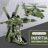 Hélicoptère jouet à friction avec logo personnalisé, style avion de chasse militaire, véhicule transformable en un clic avec roues pour enfants