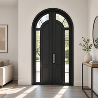 Porte d'entrée extérieure en acier moderne et simple, porte extérieure en acier résistante aux chocs avec finition personnalisée