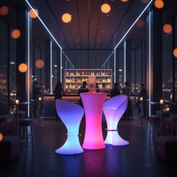 Meubles de bar LED extérieurs qui brillent dans le noir, table à cocktails lumineuse