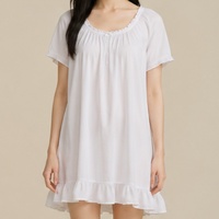 Camisones Casuales de Algodón con Diseño Nuevo de Verano Europeo Americano para Mujer, Camisones con Volantes, Vestidos de Dormir para Mujer