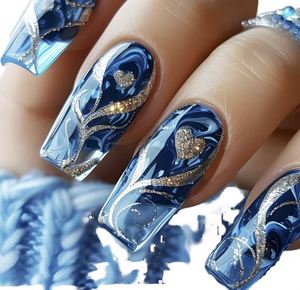 Ongles à presser en acrylique de luxe avec strass en cristal de qualité supérieure, commande en petite quantité, motif papillon carré tendance pour les doigts - Product Image 1