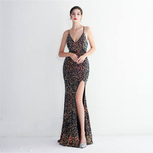 Custom Design New Arrival Sleeveless Trumpet/Mermaid Halter Backless Floor-Length <strong>Formal</strong> Sequined Evening <strong>Dress</strong> for Women - Product Image 2
