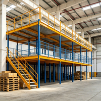 HONGXIN Étagère de mezzanine robuste en acier laminé à froid sans boulons, personnalisable, 2/3 niveaux, avec revêtement en poudre pour protection contre la corrosion