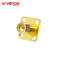 Lancement de fin d'usine plaqué or sma femelle jack pcb 4 trous panneau bord montage rf connecteur coaxial (rf) connecteurs en stock