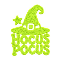 Ensemble complet de chapeaux de sorcière personnalisés avec logo, patch en chenille vert néon, appliqué thermocollant pour costume d'Halloween par EYD