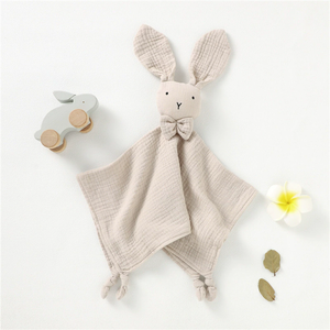 Couverture de sécurité douce en coton biologique pour bébé nouveau-né, crochet en mousseline, adorable tête de lapin, couverture de confort pour nourrisson, vente chaude - Product Image 6