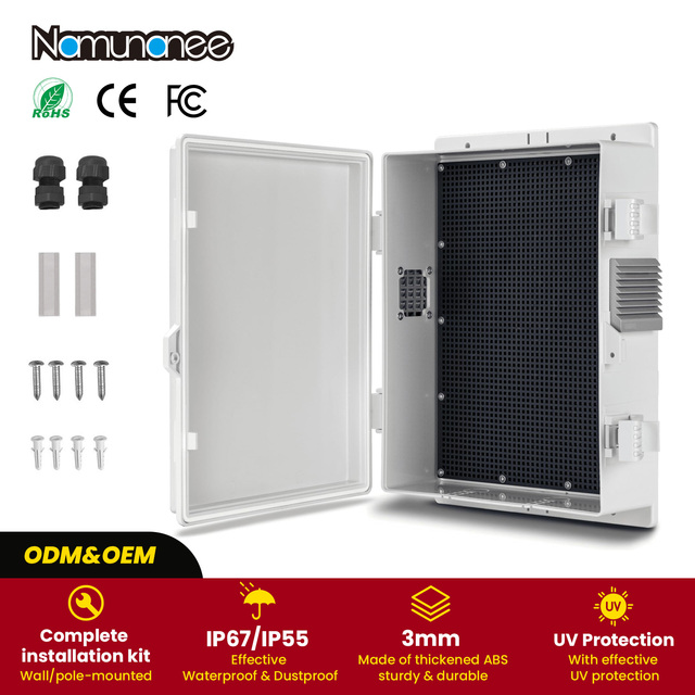 ABS IP67/55 Waterproof Outdoor Electrical Junction Box Power Box Heat Dissipation Ventilation Wall/Column Mount Enclosure