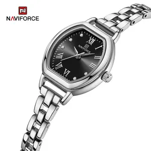 NAVIFORCE 5035 SB Diamond Quartz Wrist Watches For Women Luxury Jewelry Fashion Alloy Female Silver Female Watch Waterproof Time