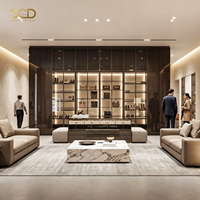 Vitrine de luxe en verre avec éclairage LED personnalisé pour dressing, présentoir de vêtements, chaussures et sacs, meuble de rangement pour magasin de vêtements