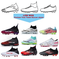 Özel profesyonel çocuk erkek futbol ayakkabıları TF/FG futbol kramponları yüksek ayak bileği adam yetişkin futbol Futsal Cleats eğitim spor ayakkabı
