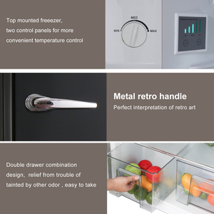 Réfrigérateur rétro avec congélateur supérieur de 18 pieds cubes, refroidissement par air multi-flux, thermostat électrique réglable, design classique - Product Image 5
