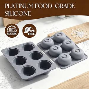 MUYULINS Factory 6-Cavity Round LFGB 100% Food Grade Platinum Non-Stick Coating BPA-Free <b>Silicone</b> Mousse Cake Mold - Product Image 2