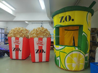 Seau à popcorn gonflable géant, modèle de boîte à popcorn gonflable pour la décoration publicitaire en extérieur