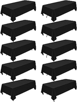 Lot de 10 nappes noires en polyester solide, 6 pieds x 102 pouces (90x140cm), résistantes aux plis, lavables, pour mariage, fabriquées en Chine