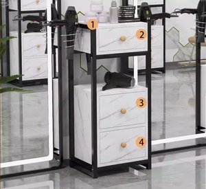 Équipement de salon de coiffure commercial moderne, mobilier, couleur personnalisée, rangement robuste, chariot en métal à 3 niveaux, rose doré - Product Image 3