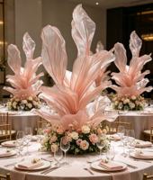 Fleur géante en organza 3M, haute qualité, personnalisable, populaire, pour décoration de mariage, hôtel, fond de scène, installation artistique faite à la main