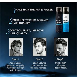 Your Logo Anti-Frizz Sea Salt <b>Spray</b> - Beach Wave Hair <b>Texturizing</b> Mist for Tangle-Free Messy Chic Waves 120ml - Product Image 2