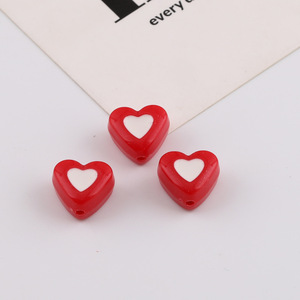 Cuentas acrílicas en forma de corazón de colores aleatorios para la fabricación de joyas, cuentas sueltas de resina plástica de 8mm, suministros para manualidades DIY - Product Image 4