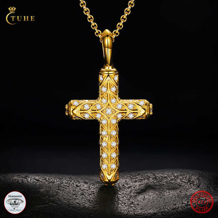 Kolye homme bijoux de luxe plaqué or 925 argent Sterling VVS