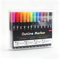 Stylo double pointe fluorescent à paillettes, marqueur pour la création de cartes, les vœux d'anniversaire, la peinture, les loisirs créatifs