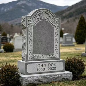 Lápida Conmemorativa <span class=keywords><strong>de</strong></span> Mármol Tallada con Flores Ornamentales Europeas Personalizadas con Base para Cementerio - Product Image 3