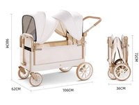 Wagon de poussette double double pour bébé Wagon pliable avec auvent pour enfants et cargo Garden Outdoor Park Utility Baby Wagon