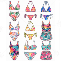 Ensembles de maillots de bain grande taille color block, bikinis taille haute personnalisés OEM, vêtements de plage en Spandex/Nylon pour femmes