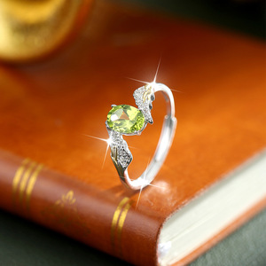 9 Anillos Ajustables con Alas de Ángel de Piedra Natural de Corte Ovalado de 5*7mm, Plata de Ley 925, Chapado en Oro de 18K, Joyería para Mujer - Product Image 4
