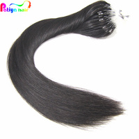 Extensions de cheveux humains bruts brésiliens Remy, 100g, 1B Noir, cuticules intactes, micro-anneaux, lisses comme des baguettes, pour micro-liaisons