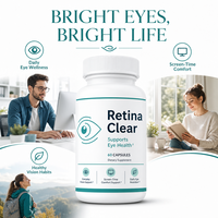 Complément alimentaire pour la santé oculaire des adultes Vision Wellness Retina Clear Capsules 60 unités Lutéine Zeaxanthine Vitamine A Zinc Myrtille