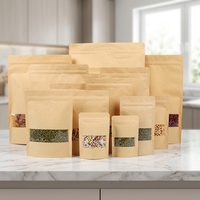 Sacs en papier kraft OEM classiques imprimés, recyclables, avec fermeture éclair, personnalisés, de qualité alimentaire, avec fenêtre, pour emballage alimentaire