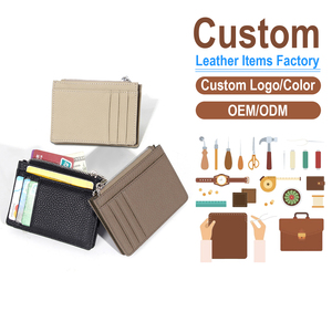 Fashionable Women's Genuine Leather <b>Card</b> Case with Zipper and Multiple <b>Card</b> Slots Slim Profile for Easy Carry - Product Image 1